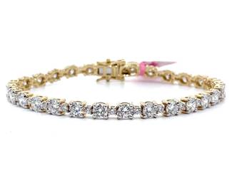 NEW! 9 Carat Diamond Tennis Bracelet in 14k Yellow Gold