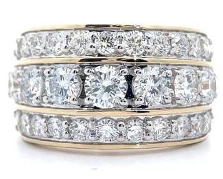 NEW! 3 Carat Diamond Triple Row Channel Ring in 14k Yellow Gold