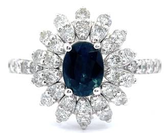 NEW! 1.92 Carat Madagascar Sapphire & Diamond Ballerina Cocktail Ring in Platinum