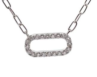 NEW! Chic 1.25 Carat Pavé Diamond Paperclip Pendant Necklace