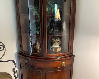 Curved corner curio cabinet 36"W x 69"H (sold as is) $150