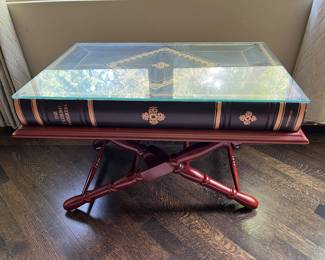 Book side table with glass top 29"W x 18"D x 19"H $150