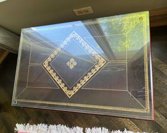 Book side table with glass top 29"W x 18"D x 19"H $150