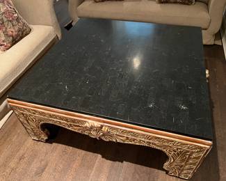 Coffee table with stone top 49" x 49" x 21"H $300
