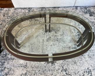 Oval glass topped coffee table 47" x 31" x 18"H $250