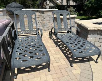 (2) wrought iron chaise lounge chairs $500 each