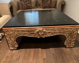 Coffee table with stone top 49" x 49" x 21"H $300