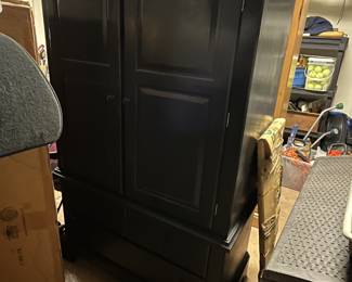 Black painted storage armoire $150