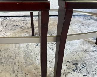 Oval glass topped coffee table 47" x 31" x 18"H $250