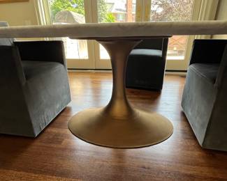 Restoration Hardware Aero Stone oval table 78" x 48" $1000 and (4) Restoration Hardware Ellison Track armchairs $200 each