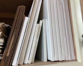 Art supplies, artists canvas as well as books.