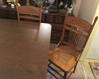 5 Antique Oak Cane Bottom Chairs