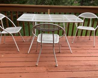 MCM patio table and folding chairs