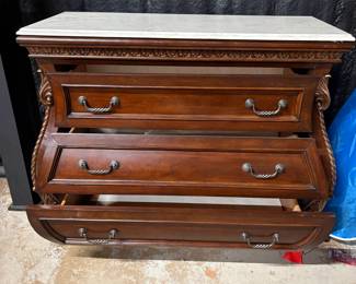 Lot 80- Bombe Dresser w/ Marble Top