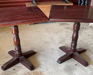 Lot 135- Wooden Side Tables w/ Cast Iron Brackets
