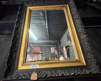 Lot 57- Black Wooden Large Mirror