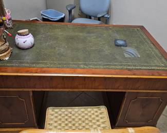 Desk with leather top