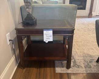 Wooden rectangular End Table with custom glass top
