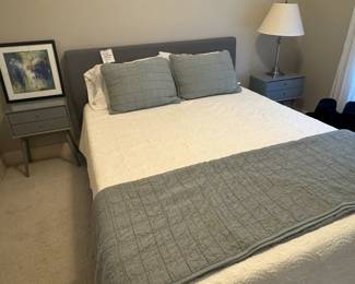 Queen Size Bed Frame includes headboard and mattress, bedding sold separately