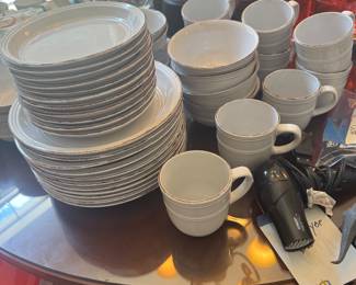 Set of plates, bowls, coffee mugs
