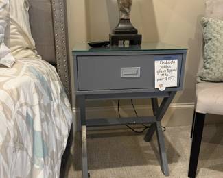 2 Gray Bedside Tables with one drawer, sold as pair