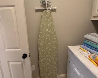 Ironing board with cover, iron