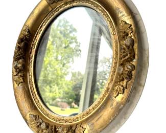 Vintage Gilt Wood Round Mirror