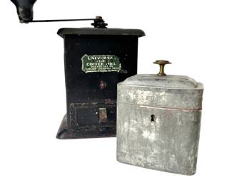 Antique Coffee Grinder & Tea Tin