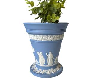Blue Wedgwood Vase with Flower Frog