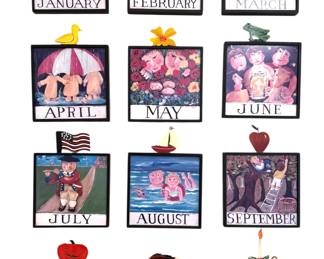 Nancy Thomas Folk Art “Months in a Year” Wall Art
