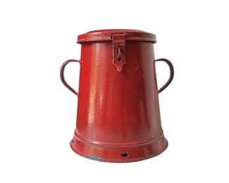 1950’s Hungarian Red Enamel Lampart Kitchen Container