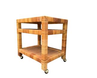 Mid Century Rattan Bar Cart