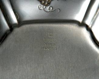 Another view of the Sterling silver Reed & Barton Francis I sandwich plate, date stamp for 1954