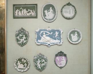 A collection of German 1890’s to 1910’s Jasper ware. Some are by Schaefer and Vater.