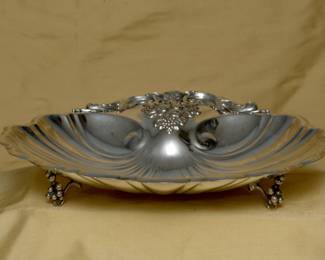 Another view of the sterling silver Reed & Barton Francis I large shell shaped footed serving dish, date stamp for 1951