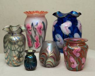 Art glass vases by John Lotton (Illinois artist, son of glass artist Charles Lotton)
