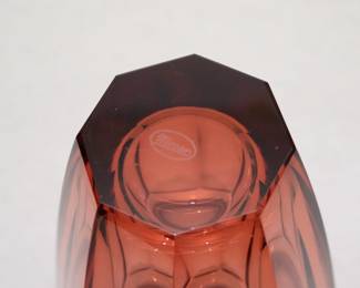 The base of the Moser crystal "Eternity' Rosalin color vase