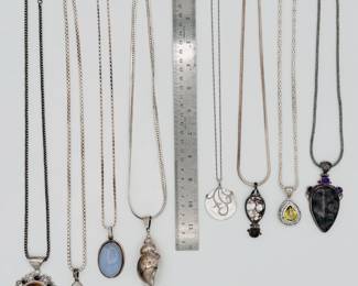View showing the lengths of the sterling silver pendant necklaces