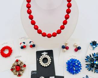 Red, white, and blue costume jewelry — celebrate this 4th of July with some colorful sparkle from our estate sale.