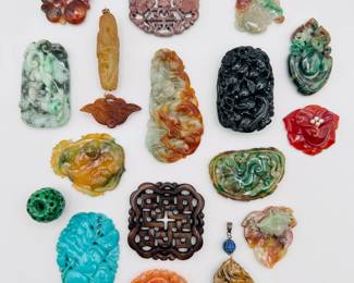 Carved Chinese jade and other hard stone pieces