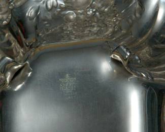 Close up of the large 11.5" Reed & Barton Francis l sterling silver footed bowl, X569F, date 1951