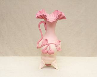 A matte or satin finish peach blow art glass vase, possibly by Mt Washington