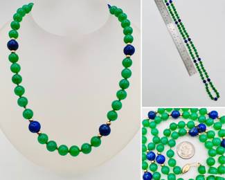 Chrysoprase and lapis lazuli beaded necklace