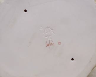 A vintage Cybis porcelain baby white owl on a branch figurine, and Cybis porcelain three rabbits and grapevine figurine