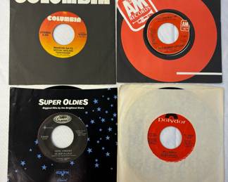 Seven inch singles from Gene Vincent, Marvin Gaye, The Human League, and Gloria Gaynor