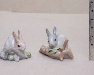 Two porcelain rabbit figurines from Lladro