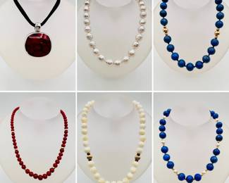 Red, white, and blue! Color coordinate with this holiday weekend - lots of necklaces to choose from.