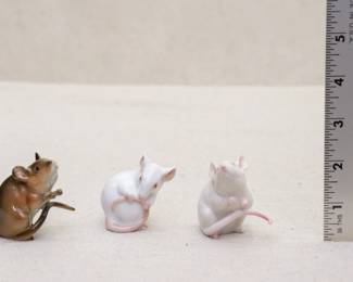 Hand painted porcelain mice figurines, Danish, German