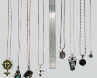 View showing the lengths of the sterling silver pendant necklaces