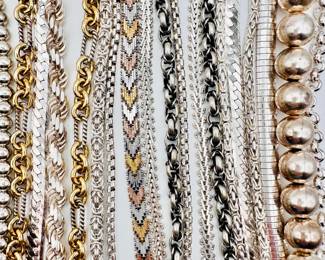So many textures, weaves, chains and beads to choose from with the necklaces available at this sale. Many sterling silver necklaces!
